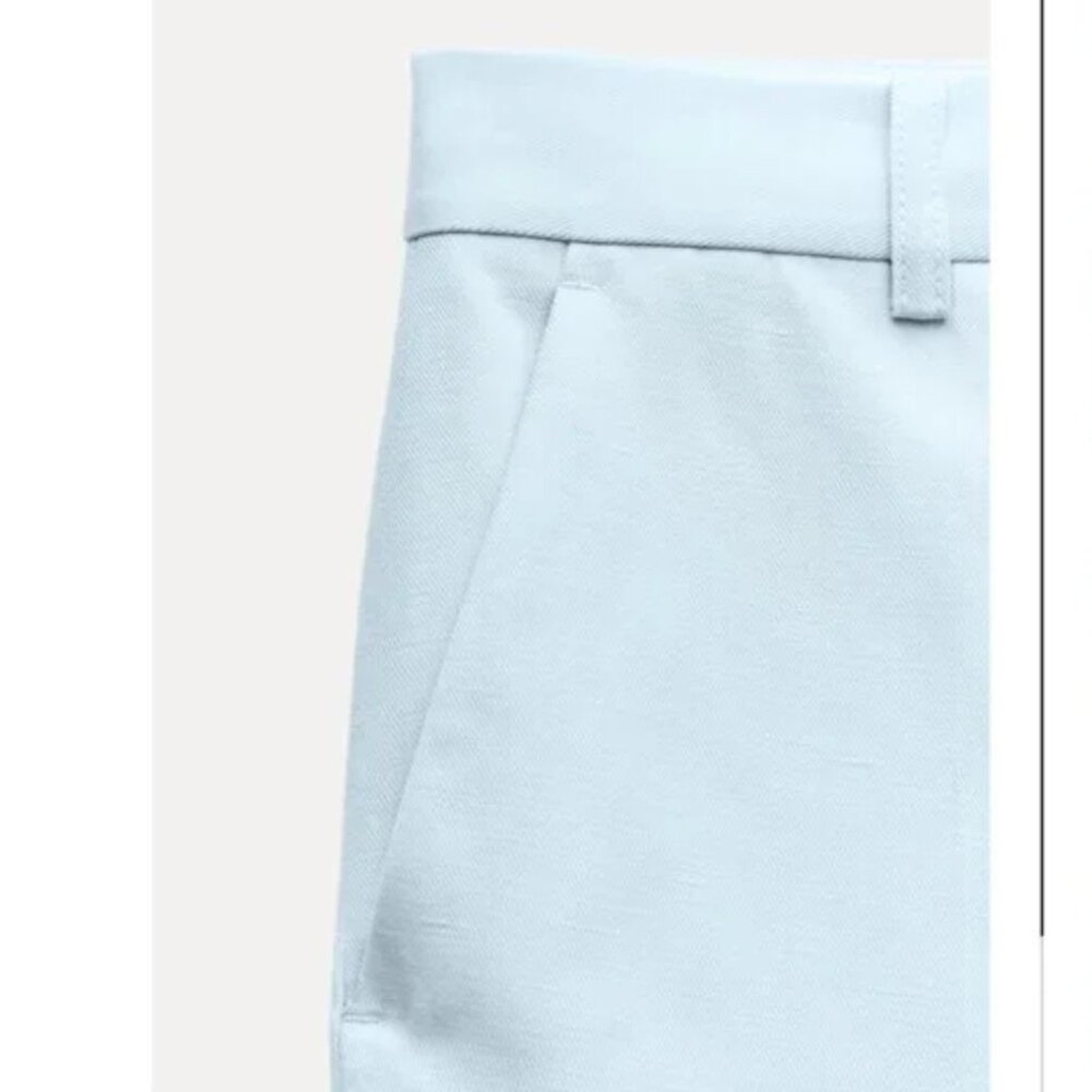 NWT ZARA LINEN BLEND STRAIGHT LEG PANTS ZW COLLECTION - Picture 8 of 9